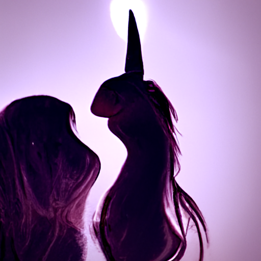 two silhouetted unicorns in the sun