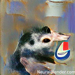 a raccoon with a can of pepsi cola