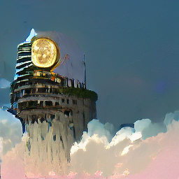 a lighthouse with the moon as the light