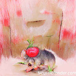 a possum with a cherry tomato on its head