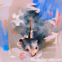 possum with a sword stuck in its head