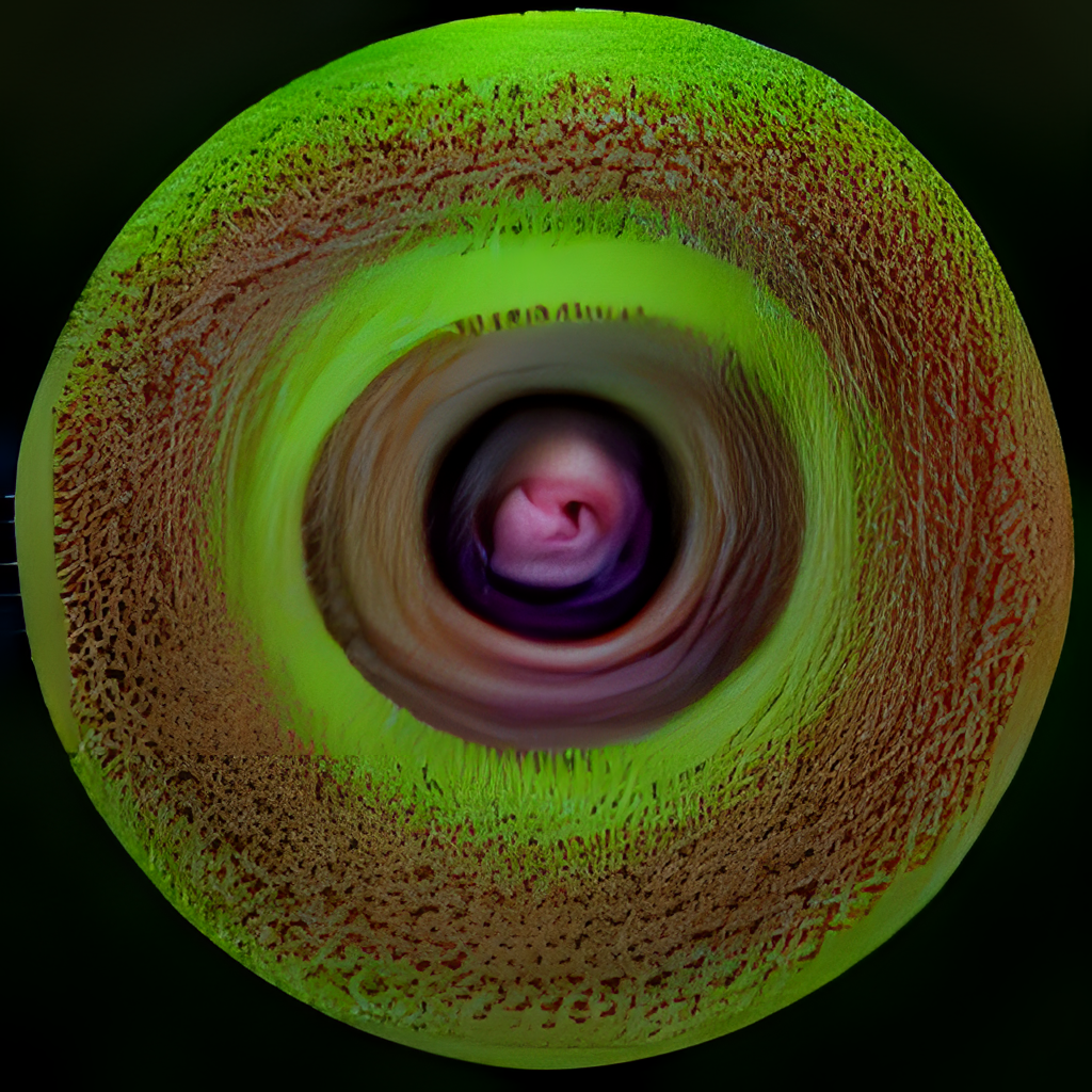 an eyeball of concentric circles of unatural coloring