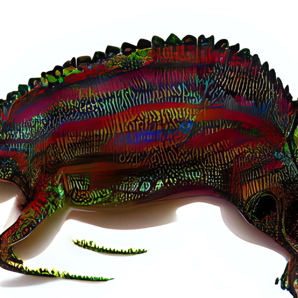 side profile of a rainbow striped lizard