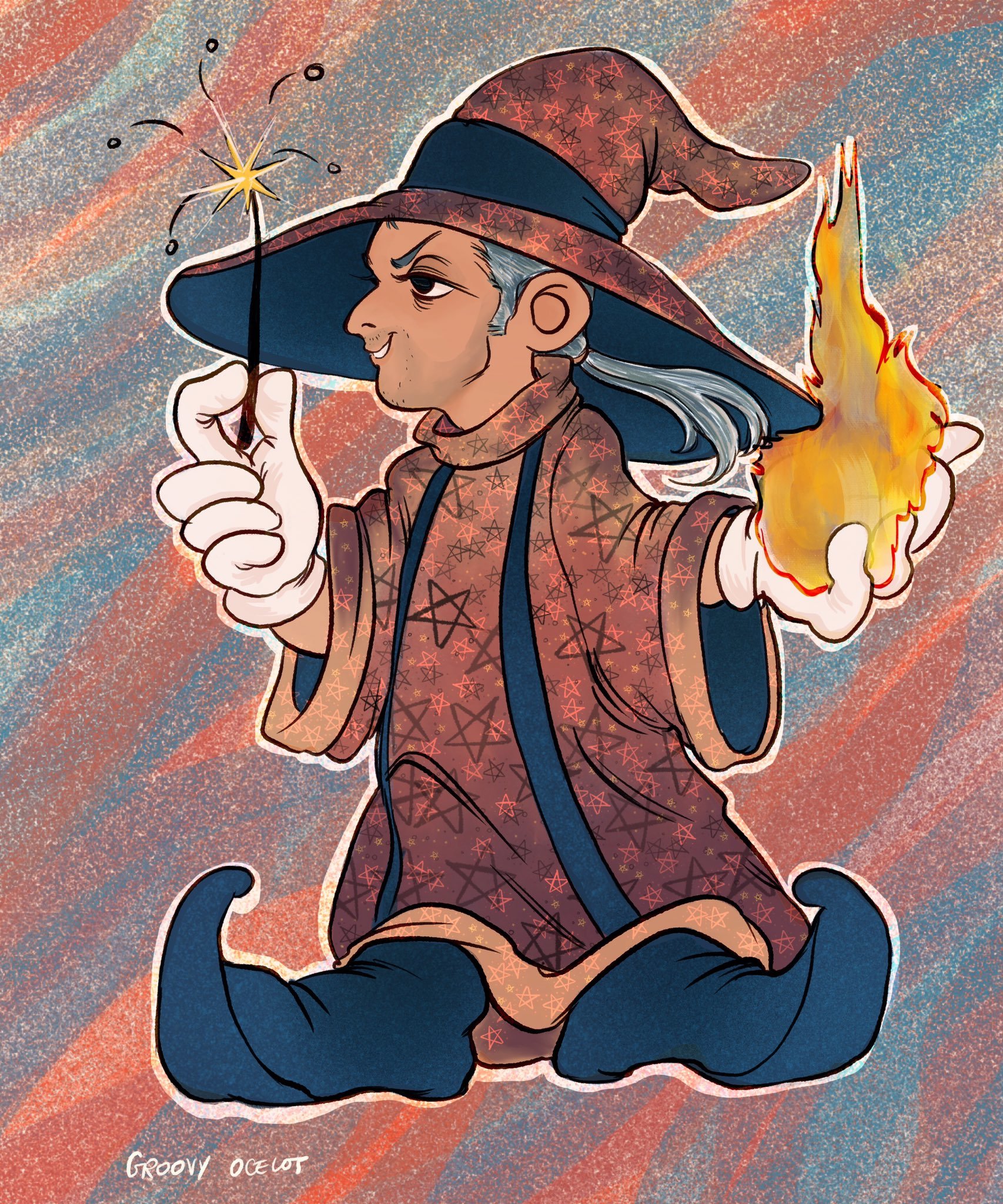 astral wearing a wizard hat with a little wand